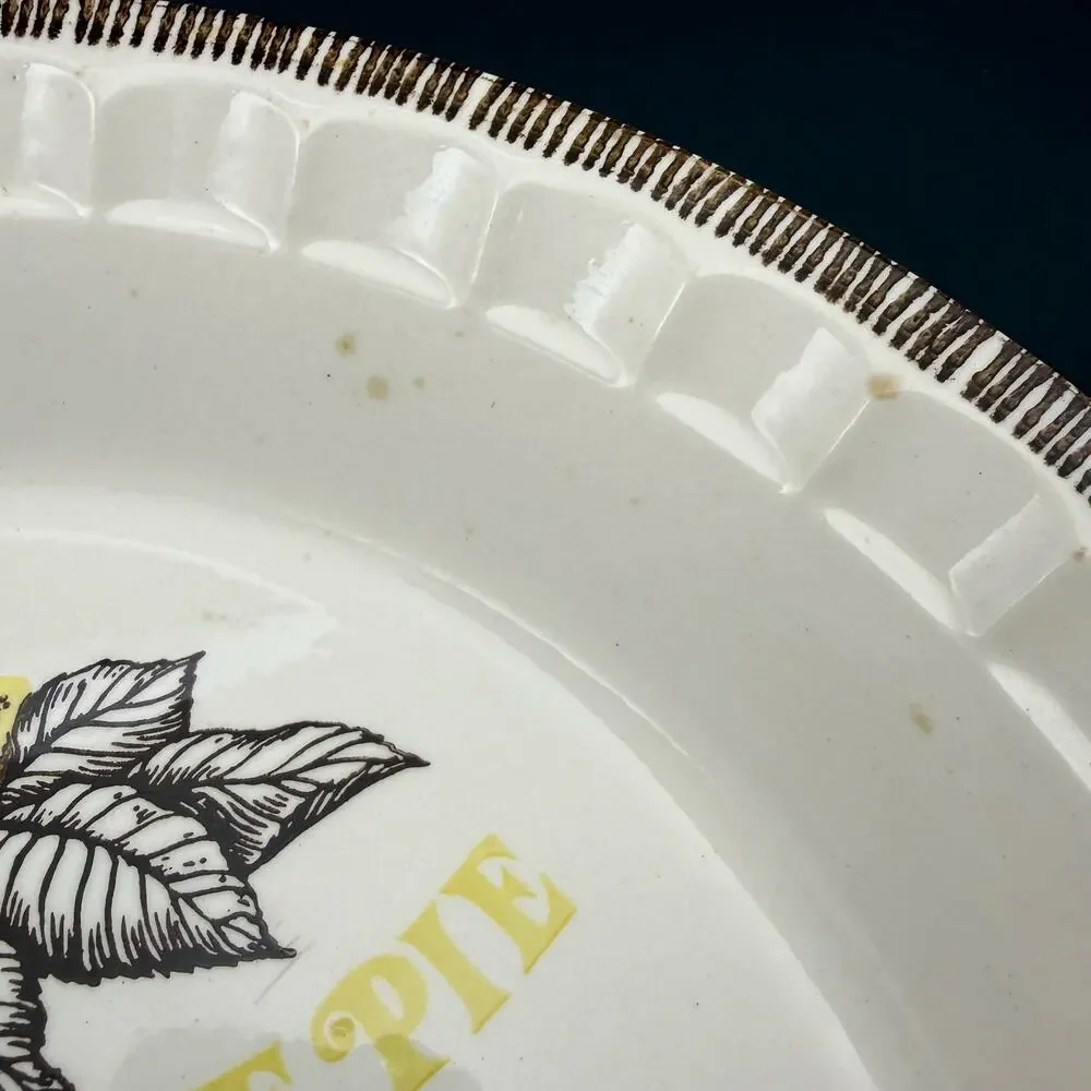 Vintage Lemon Meringue Pie Recipe Pan Royal China by Jeanette Ceramic Dish Plate